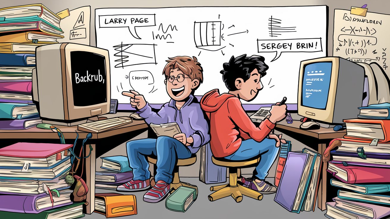Larry and Sergey in their  dorm room